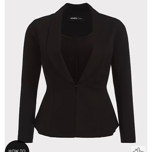 Studio by Torrid PEPLUM BLAZER - LUXE PONTE BLACK
